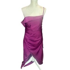 Showing Off a Little Magenta Asymmetrical Tulip Midi Dress Size Medium